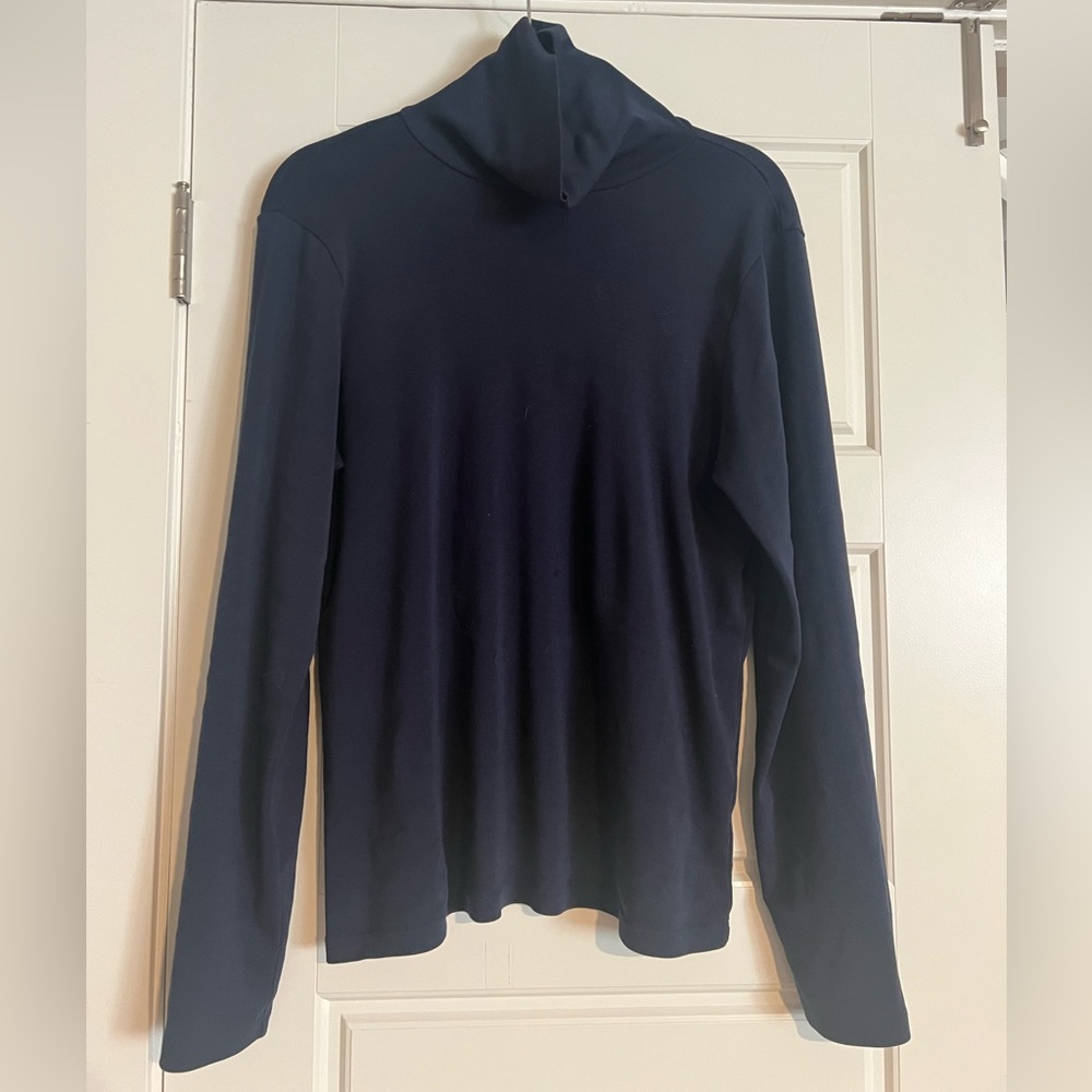 J. CREW Perfect Fit Knit Goods 100% Cotton Yarns Blue Turtleneck Longsleeve XL - Picture 2 of 4